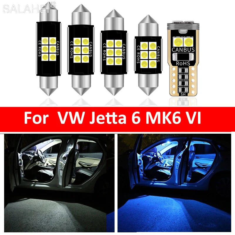 13Pcs White Canbus Car LED Light Interior Bulbs For 2011-2017 Volkswagen VW Jetta A6 MK6 VI Upgrade Map Dome Vanity Mirror Lamp