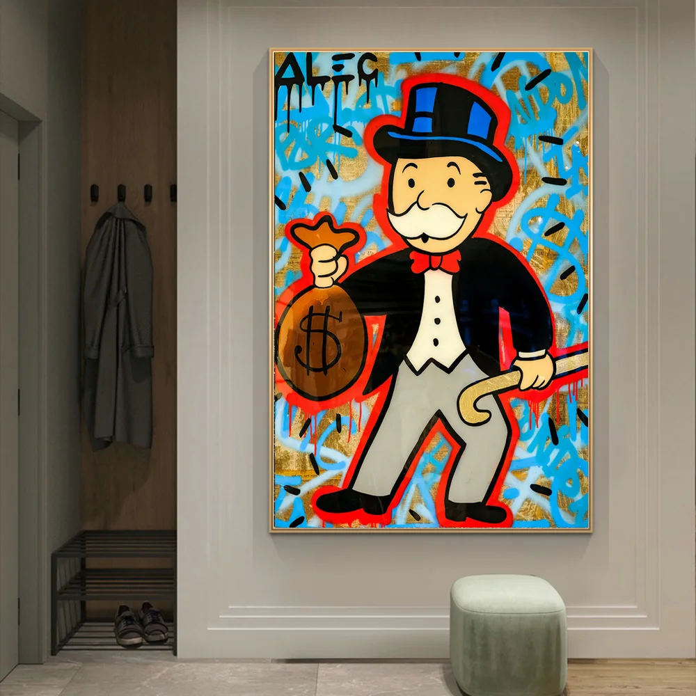 Alec Rich Man Graffiti Art Canvas Paintings on the Wall Art Posters and Prints Fashion Luxury Art Pictures Home Decoration