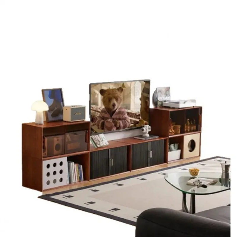خزانة وحدة جديدة من الخشب الصلب متعددة الوظائف وخزانة تلفزيون مجانية #5