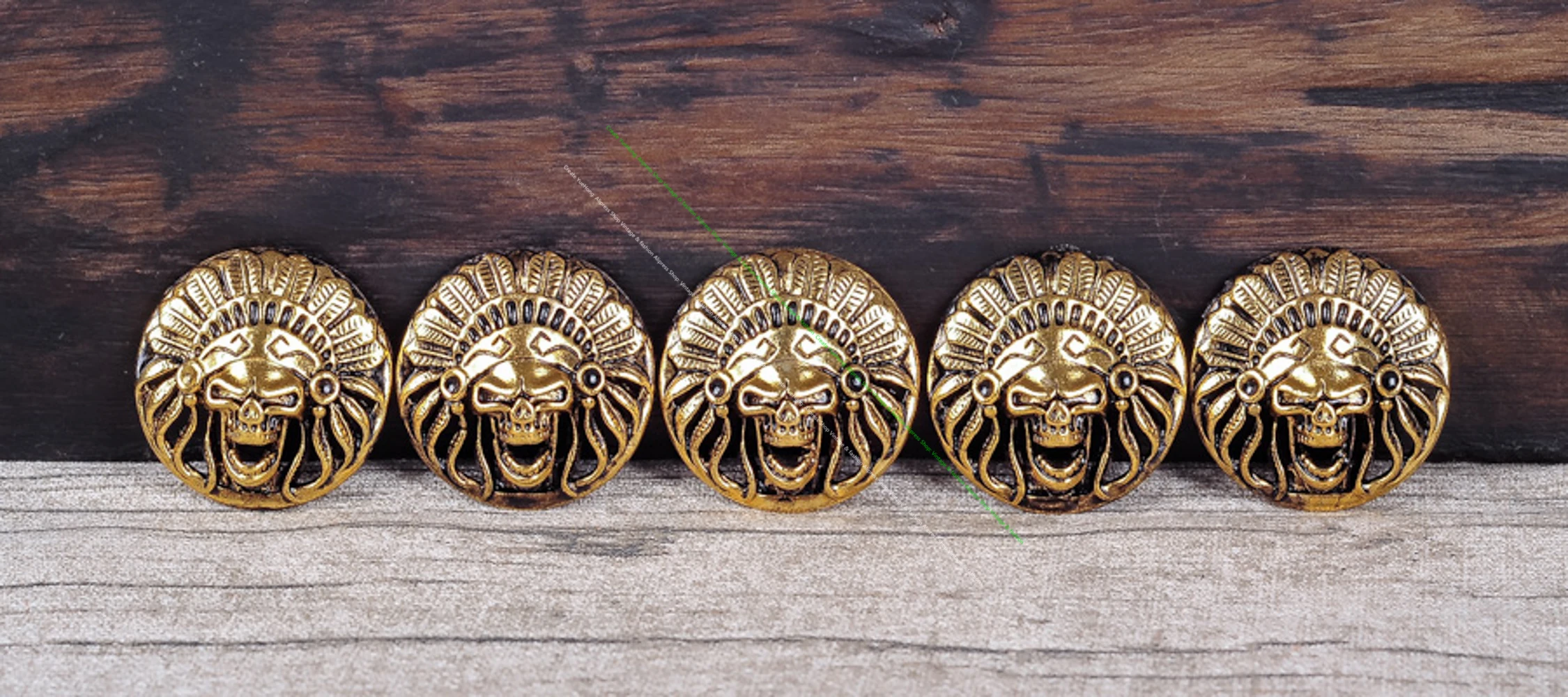 10PC 31*31MM ANTIQUE BRASS SOUTHWEST SKULL INDIAN HEAD LEATHERCRAFT BELT DECOR CONCHOS FOR LEATHER HANDBAG WALLET