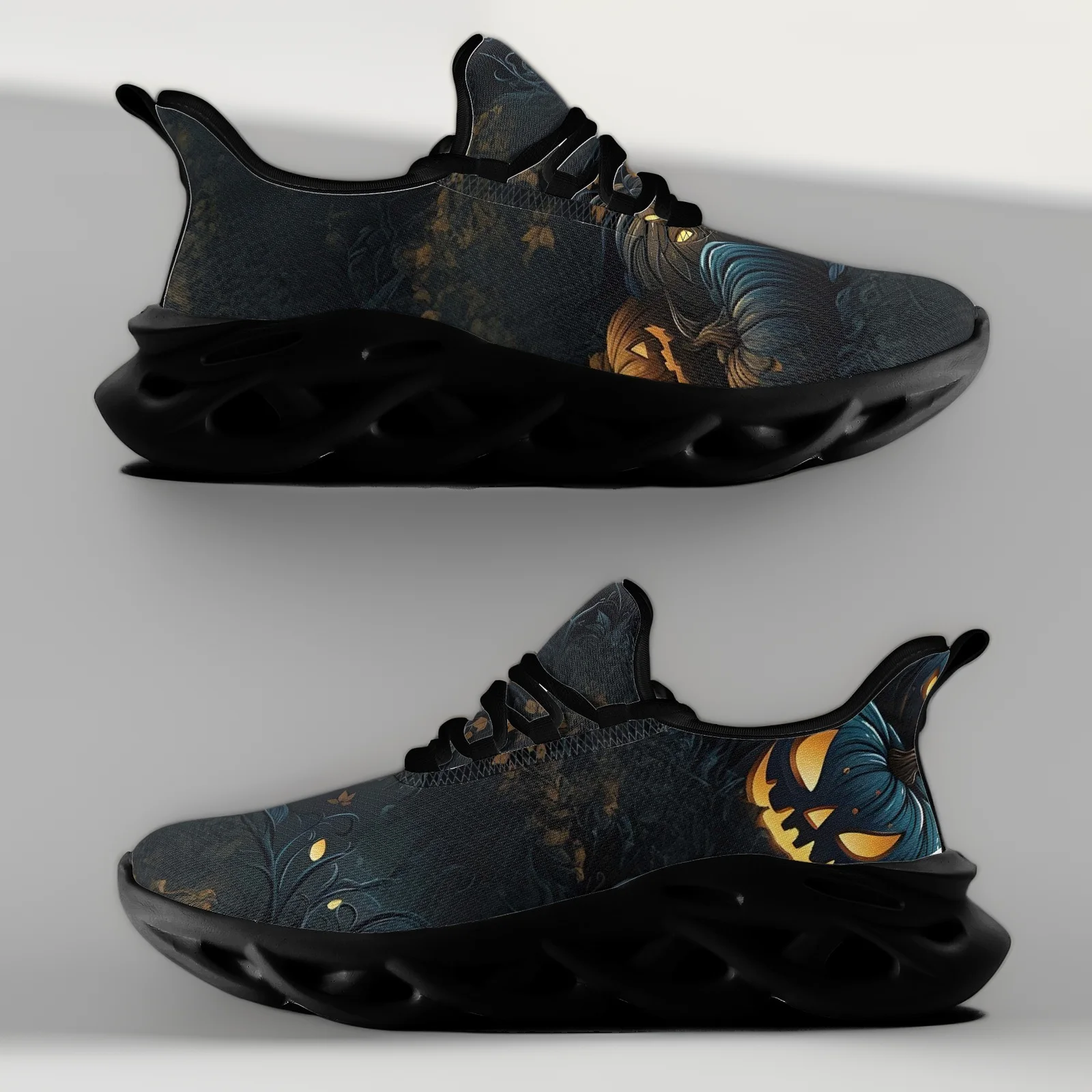 Customized Halloween pumpkin lantern casual sneakers men's and women's running shoes lightweight mesh shoes