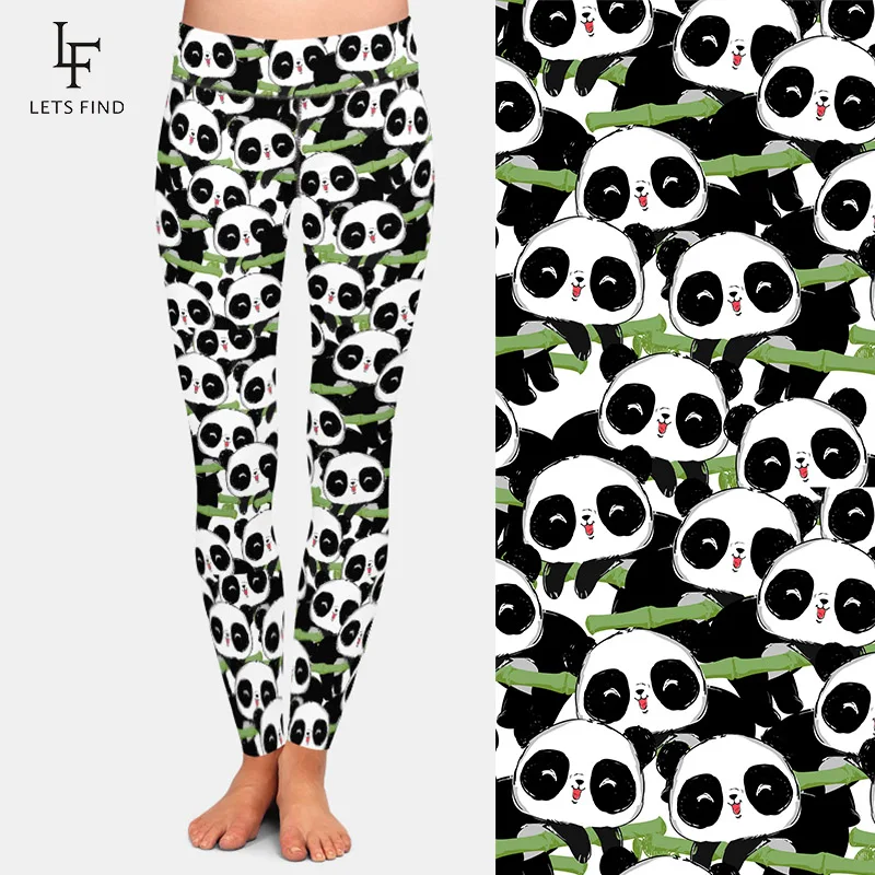 LETSFIND 2020 New Arrival pełna legginsy moda śliczne Panda drukowanie legginsy damskie Fitness wysokiej talii