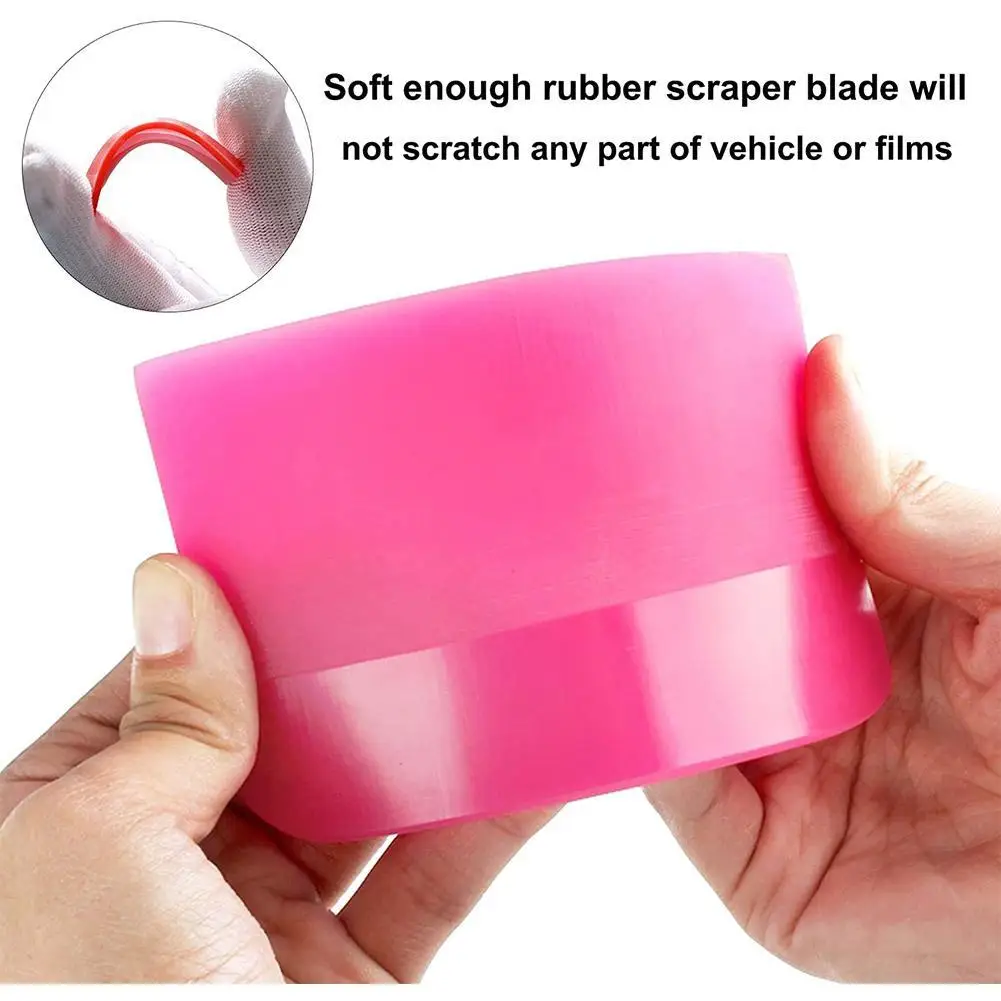 3 Size Pink Rubber TPU Squeegee PPF Scraper Water Car Film Tools Label Sticker Remover Scraper Vehicle Sticker Installation Tool