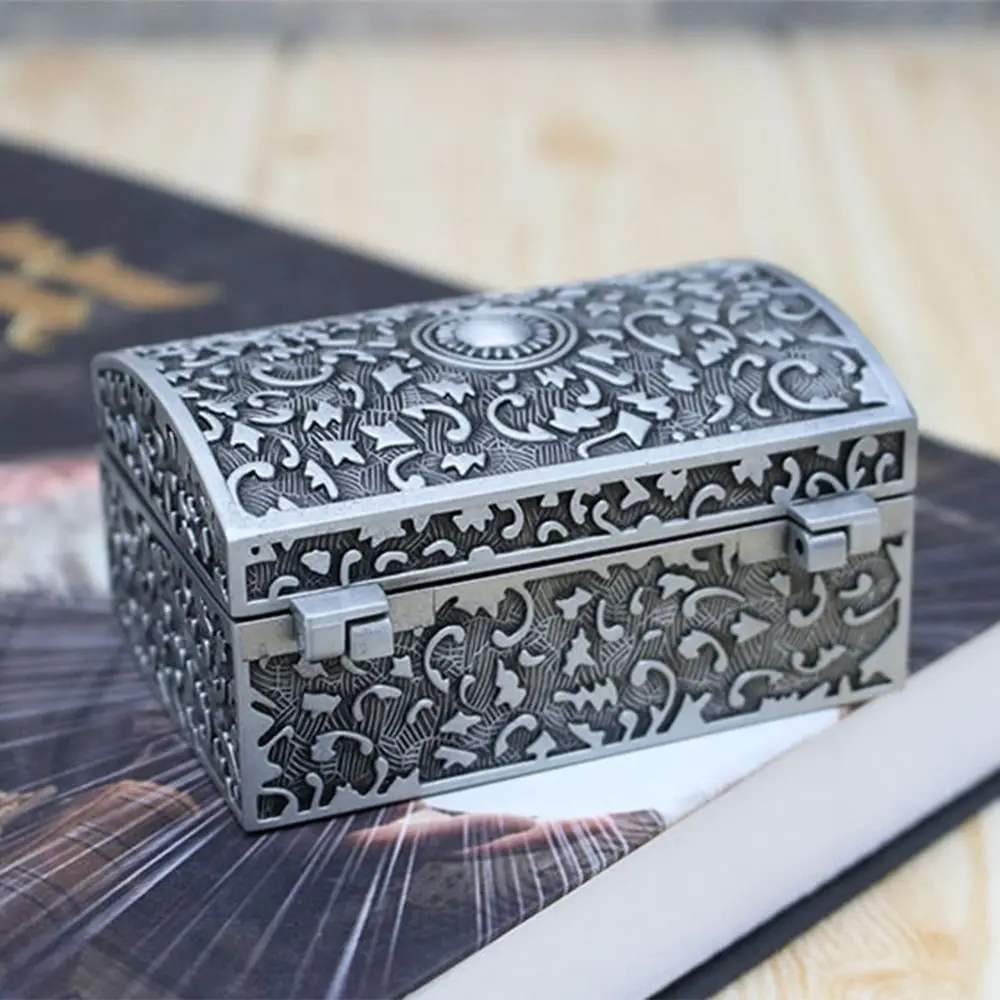 Gift Metal Jewelry Box European Style Vintage Trinket Storage Box Portable Durable Treasure Chest Case Rings