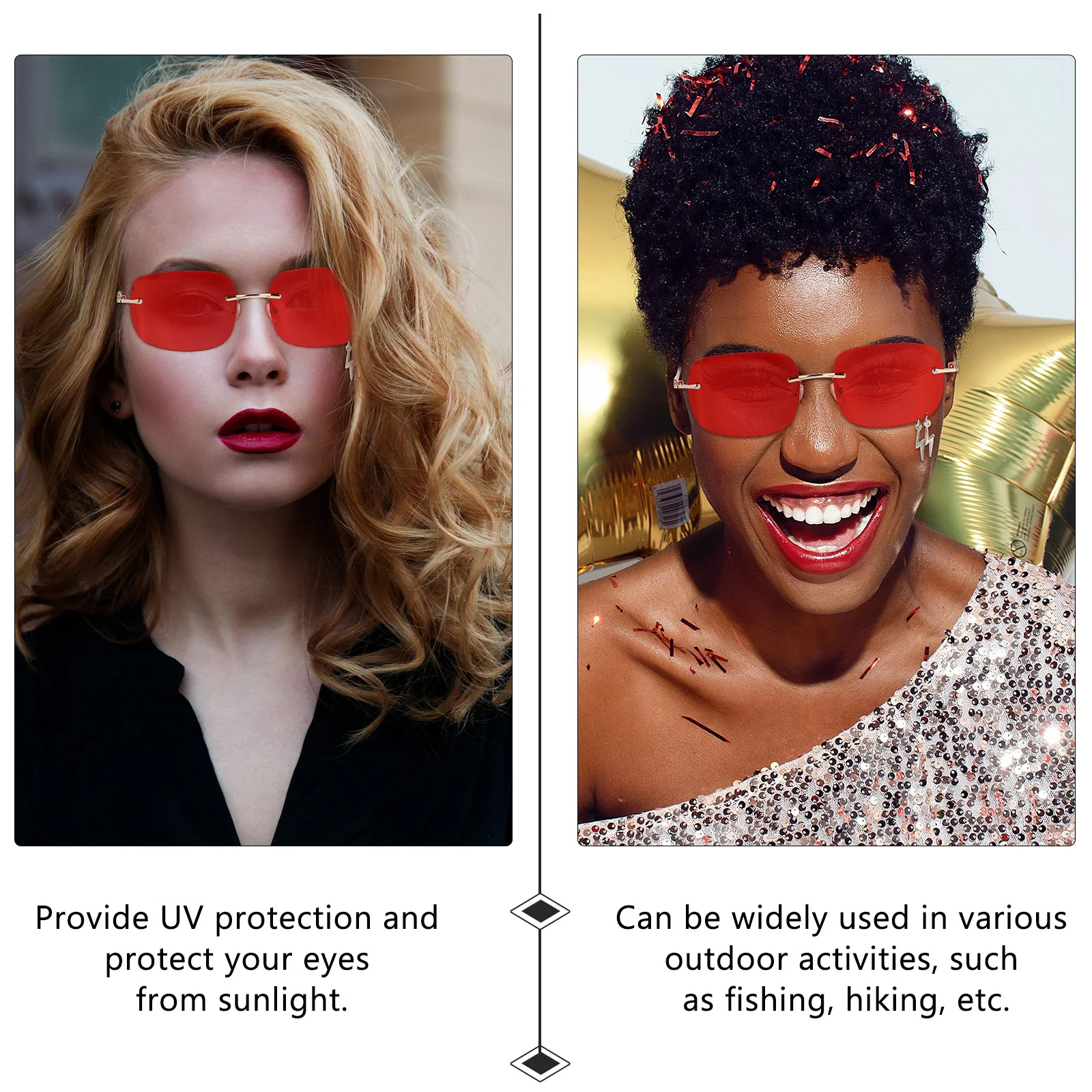 

Festival Party Decor Sunglasses Frameless Design Comfortable Wear Creative Gift Friends Unique Atmosphere Photography Eyewear