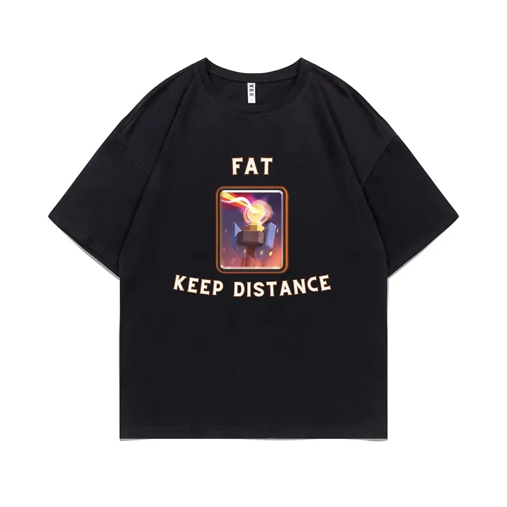 Fat Keep Distance Funny Print T Shirt Men Women Round Neck Short Sleeve Polyester Quick Dry Breathable Loose Casual Tops