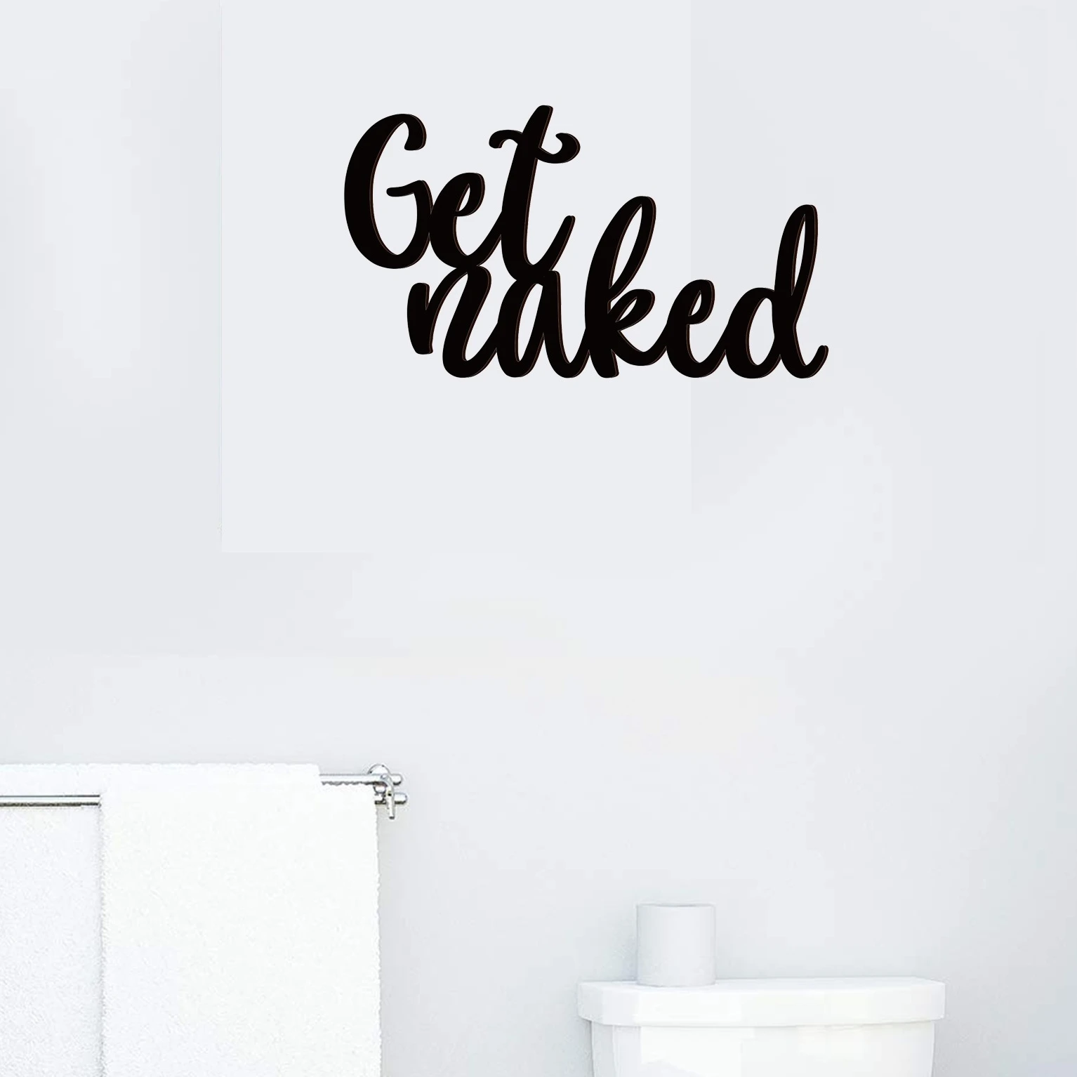 1pc Interesting Bathroom Wall Sign Decorations - Naked, Metal Letter Sign Wall Art for Farmhouse Bathroom Restroom Decor