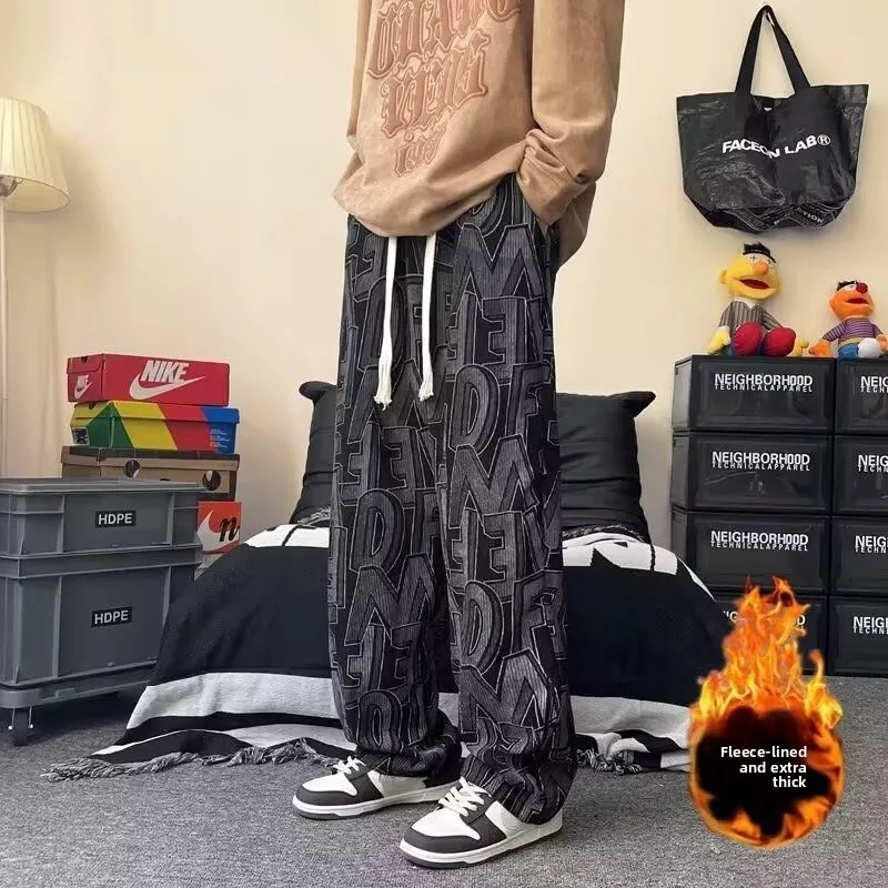 

Men's Corduroy Pants Autumn Winter Faion Brand Heavyweight Loose Large Size Long Pants Winter Fce Men's Straight Casual ...