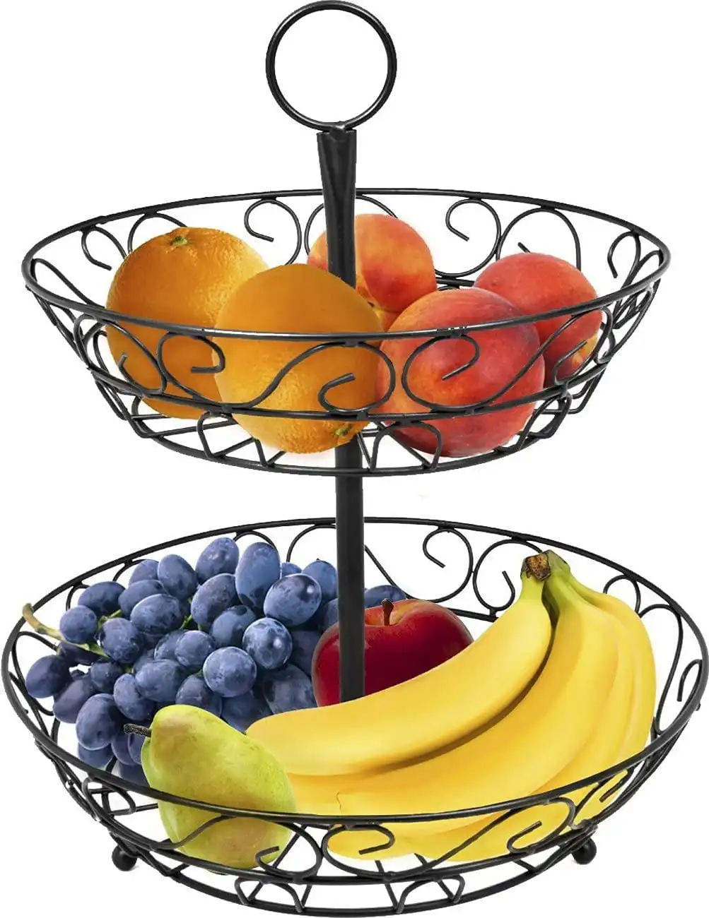 

Sorbus 2-Tier Countertop Fruit Basket Holder & Decorative Bowl Stand for Fruit, Vegetables, Snacks (Black)