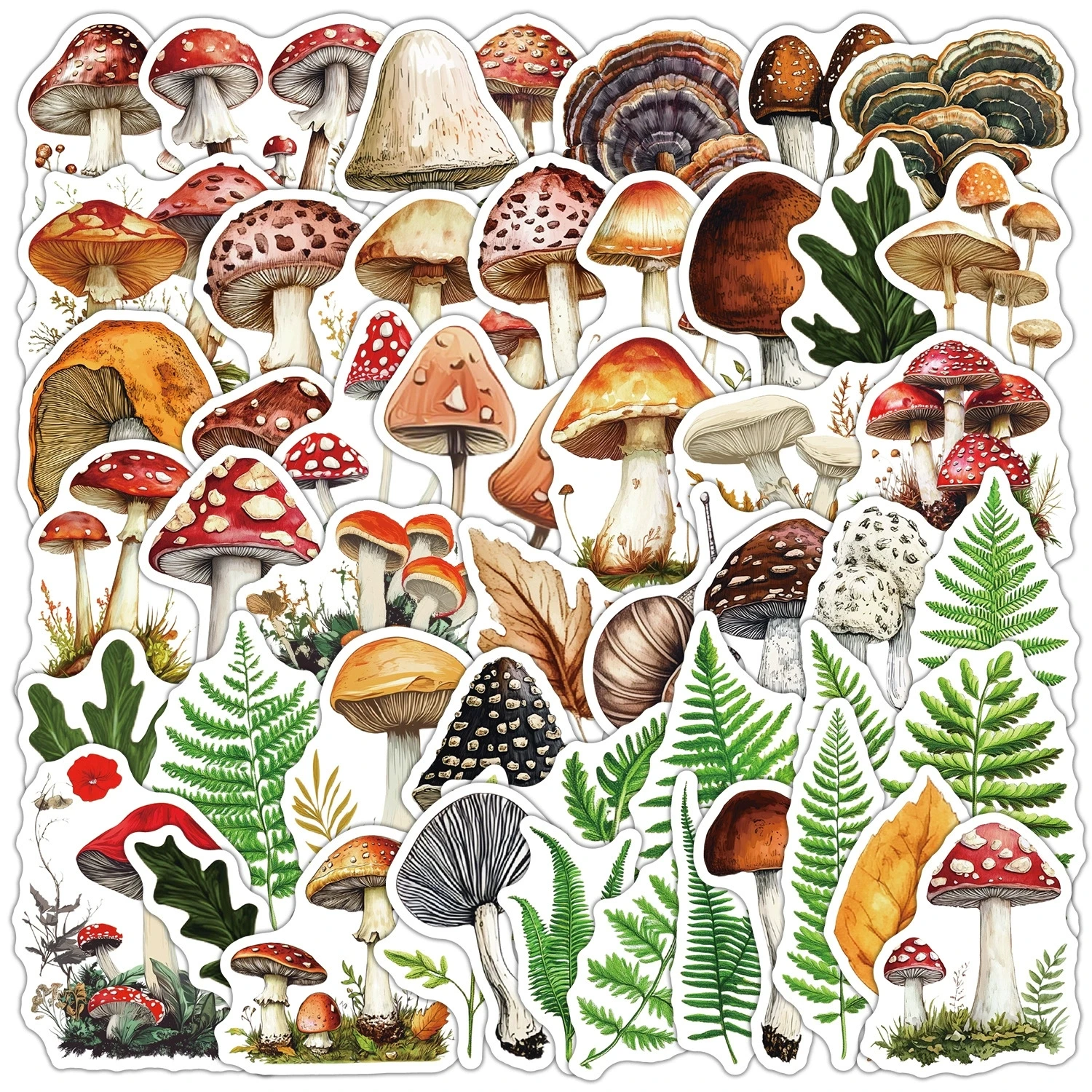 50 Pcs Mushroom Forest Graffiti Stickers Waterproof Vinyl Decals for Water Bottle Laptop Stationery Phone Case Gift