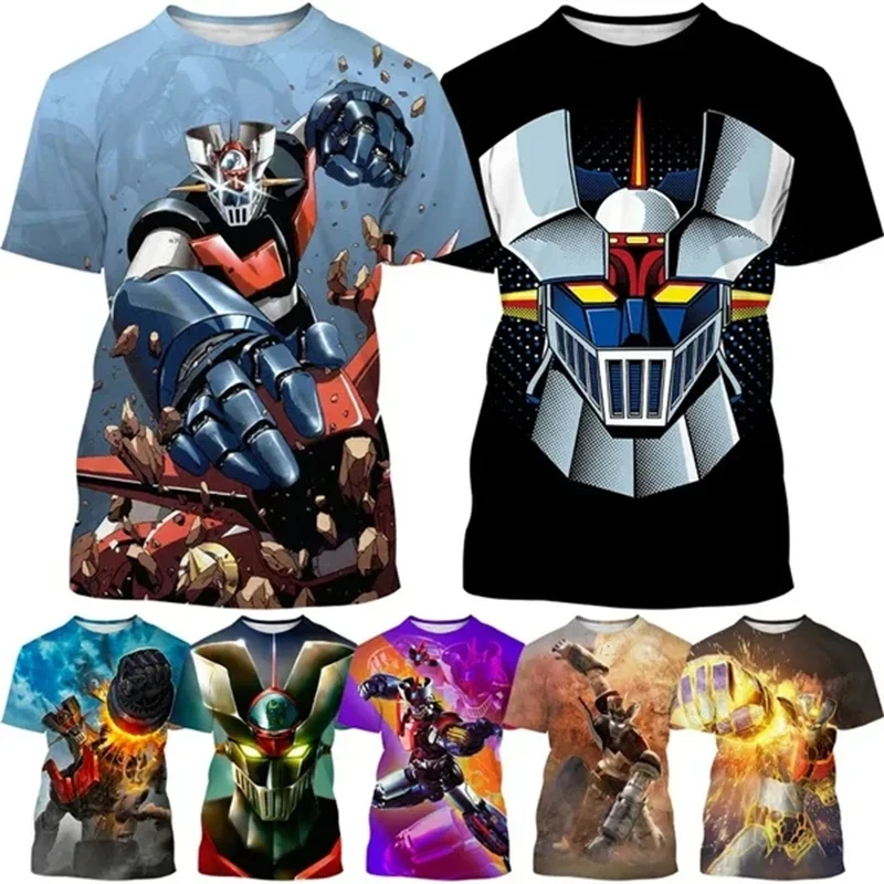 T-shirty męskie Z nadrukiem 3D Z nowe Anime mazingerem letnie koszulki Unisex na co dzień w stylu Harajuku Z krótkim rękawem dla chłopców i