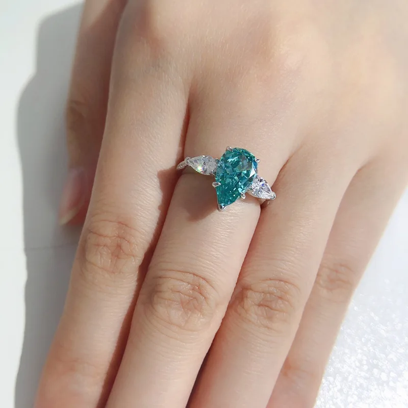 

Women's 3 Carat Moissanite Ring, PT950 Platinum, Fancy Colored & Irregular Cut, Unique Sparkle & Elegance