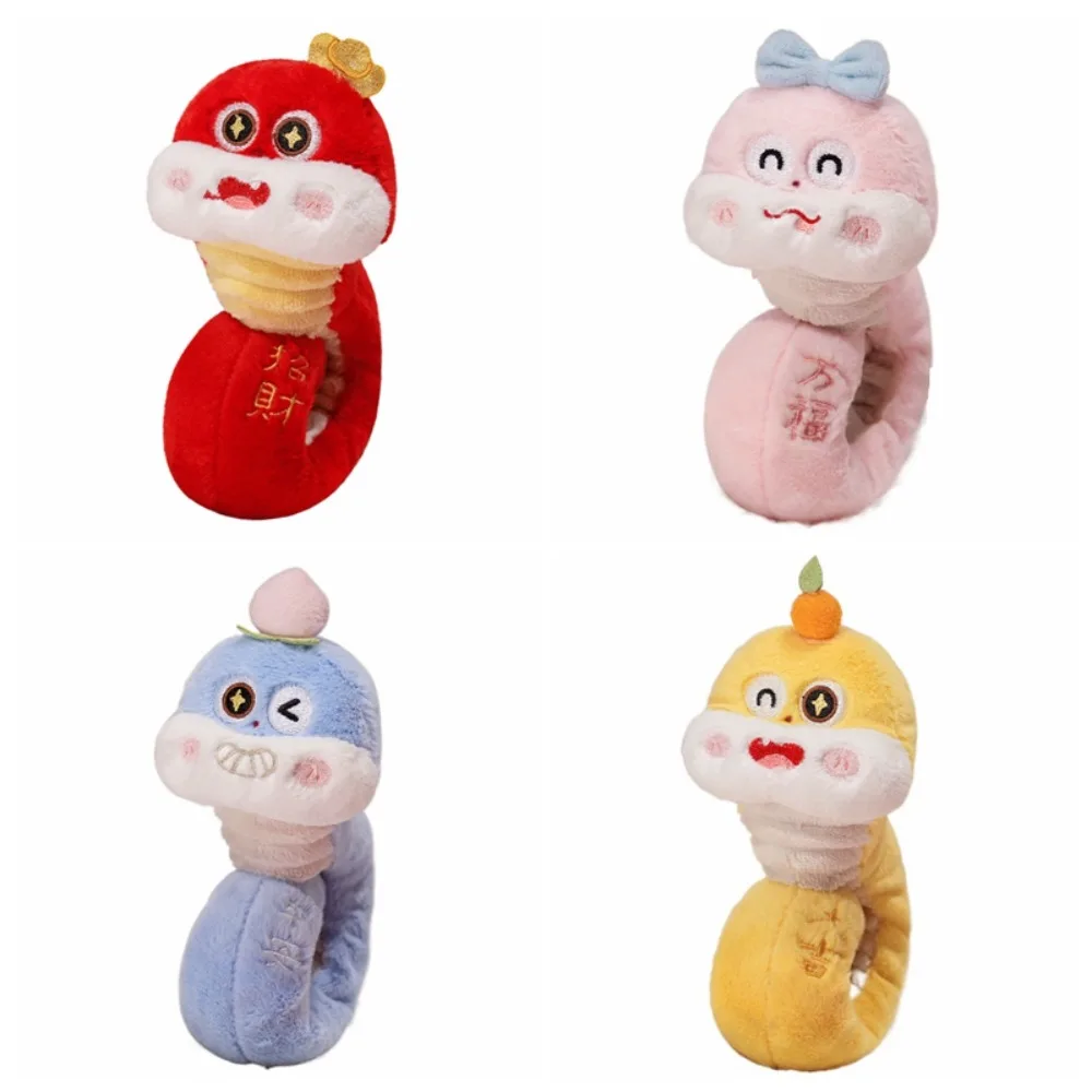 Mascots Snake Plush Slap Bracelet Circle Toy Wrist Style Snake Slap Snap Doll Toy Cute Cartoon New Year Plush Hand Ring
