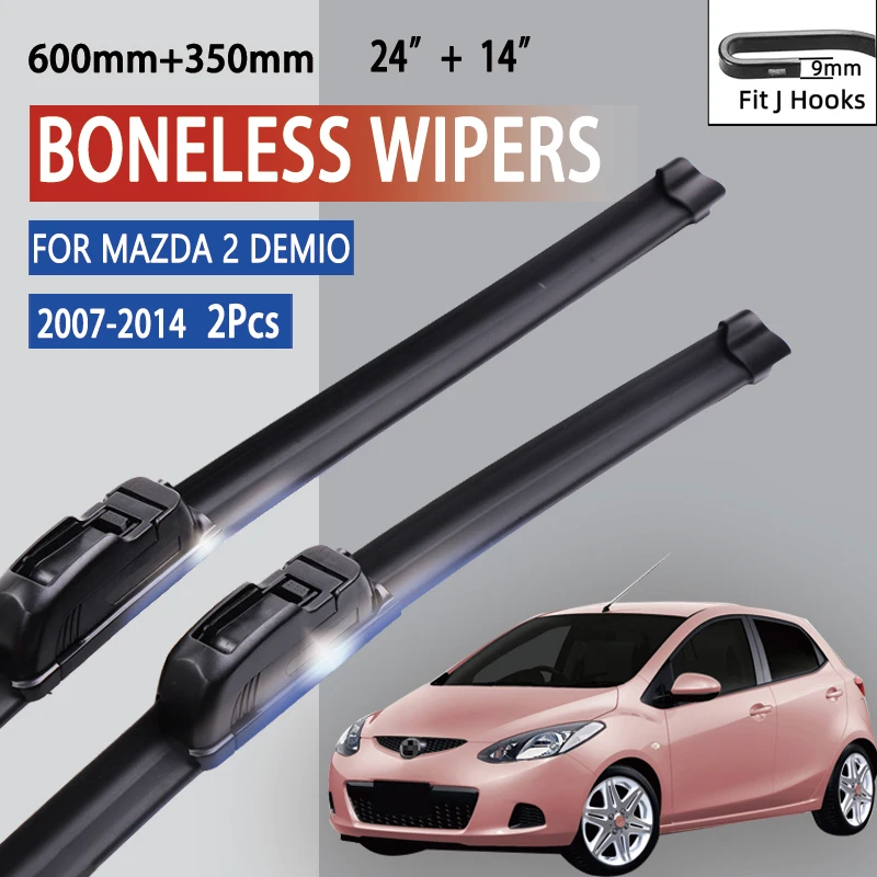 For Mazda 2 Demio  2007-2014 Car Wiper U-type Soft Rubber Boneless Wiper HD Quiet Durable Automotive Wiper 24\