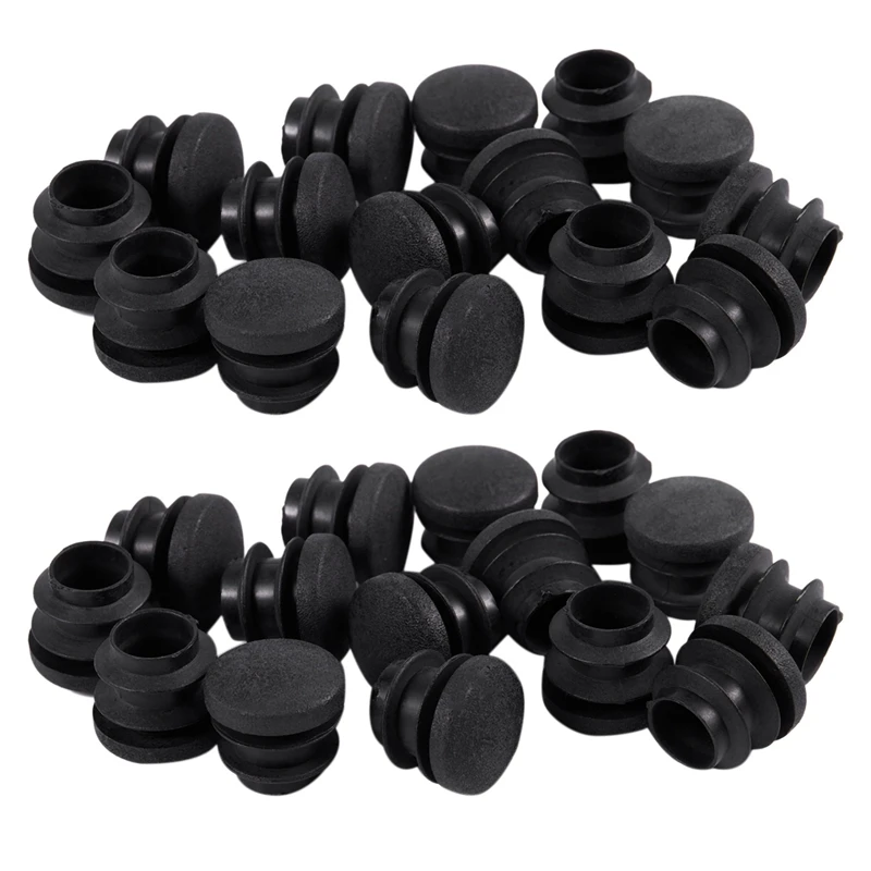 

30Pcs Black Plastic Blanking End Cap Round Tube Insert Pipe Bung 16Mm