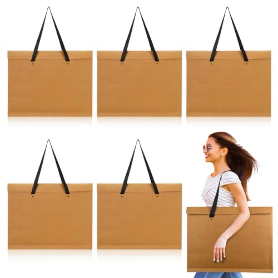 

5 Pcs Art Portfolio Bag 17 x 22 Inch Paper Portfolio Folder with Handle Poster Storage Bag for Artwork Portfolio Art Organizers