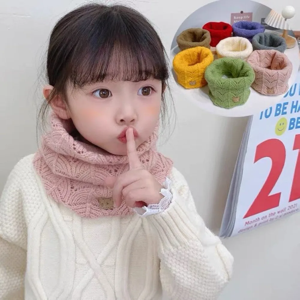 High Quality Knitted Kids Warm Knitted Scarves Thick Elastic Children Neck Warmer Windproof Neck Collar Winter