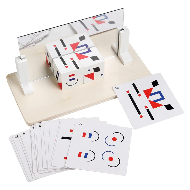Bambini 3D Specchio Imaging Puzzle Giocattoli per lo sviluppo Montessori Spazio Pensiero logico Puzzle Giocattoli di legno