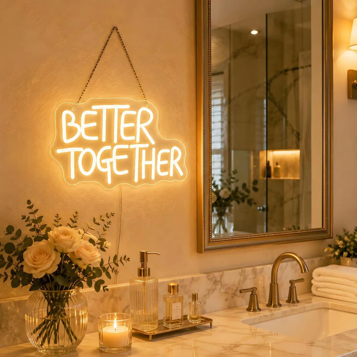 Better Together Neon Sign USB Dimmable LED Lights For Wedding Bedroom Living Room Couple Party Wall Decoration Romantic Gifts