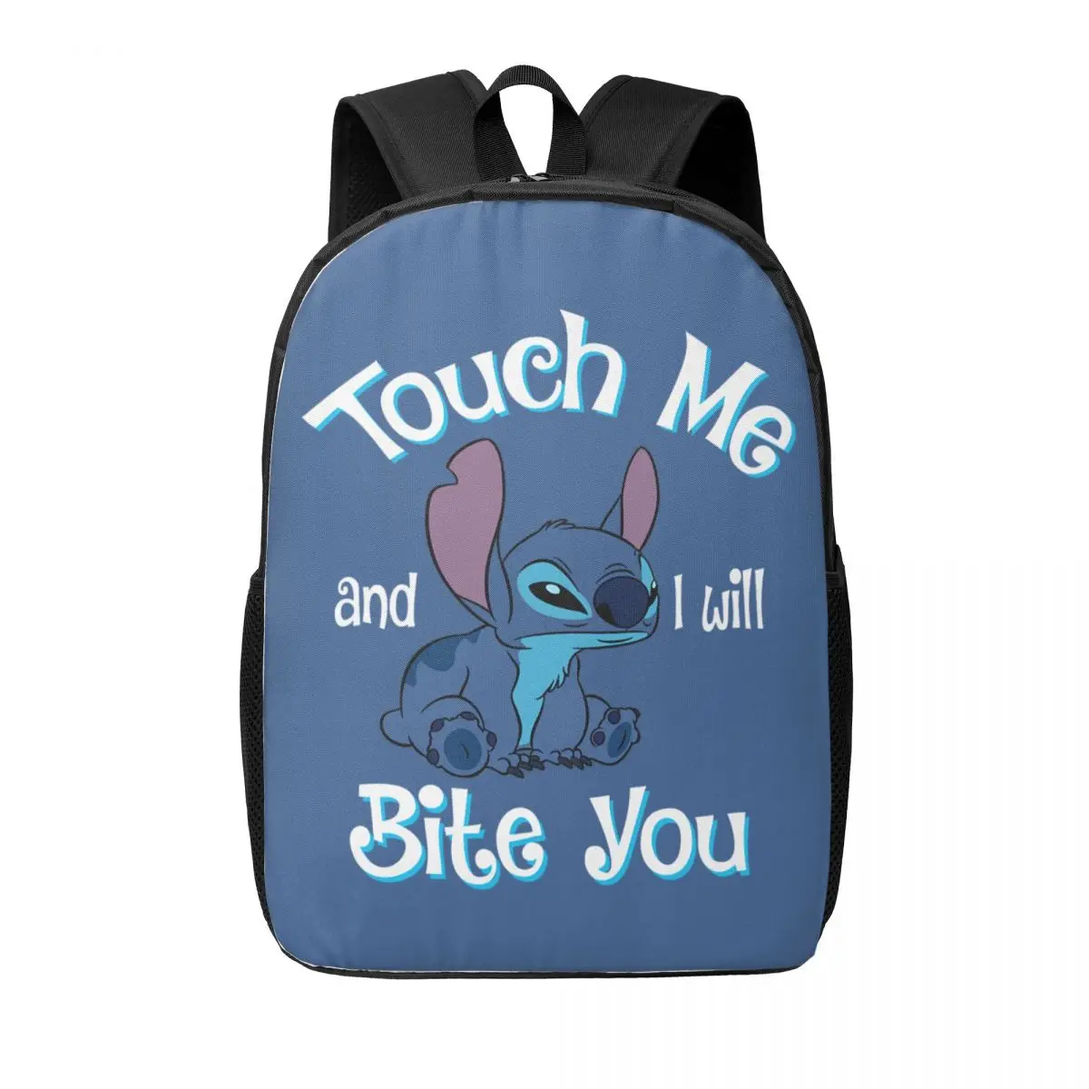 Custom 3D Printing Stitch Anime Backpacks Touch Me I Will Bite You College School Travel Bags Bookbag Fits 15 Inch Laptop