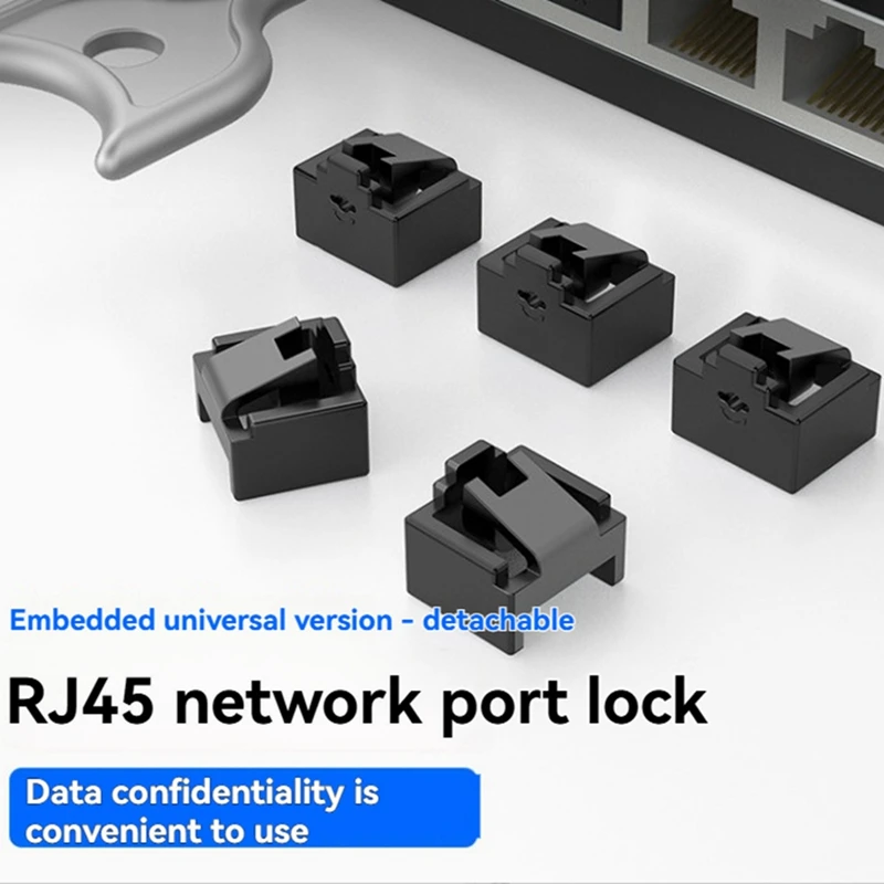 10PCS RJ45 Inserts Lock with Key Dust-Proof Network Plug Enhances Data Security Protection for Switch, Router Red
