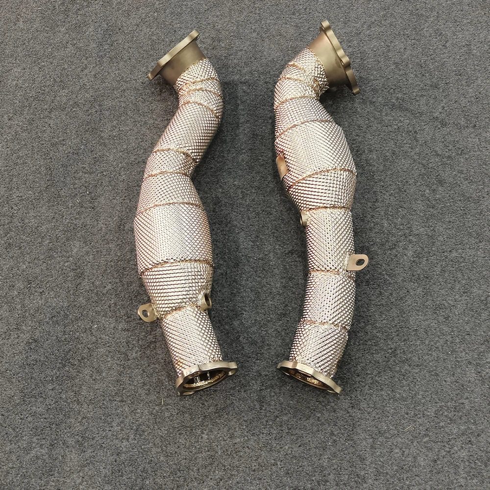 Racing Exhaust High Flow Downpipe Catted for RS6 RS7 C7 4.0T with Heat Shield Wrapped
