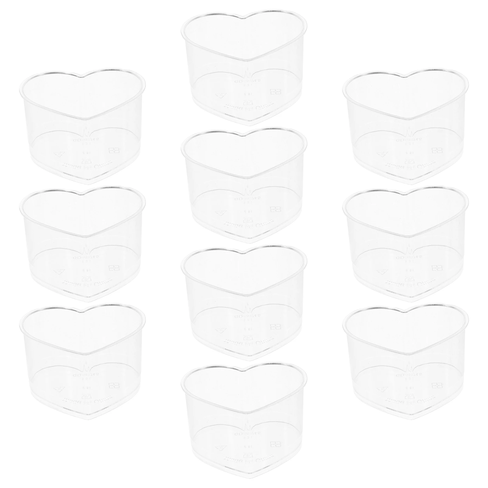 

10 Pcs Heart Shaped Dessert Cups Clear Transparent Mini Storage Tiramisu Mousse Party Supplies Plastic Reusable