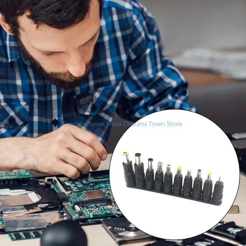 HX6A 10 In 1 Plug Adapter Connector 5.5x1.7 2.5x0.7 6.3x3.0 4.0x1.7 7.9x5.5 4.8x1.7 2.5x0.7 5.0x3.0mm for Monitor Router