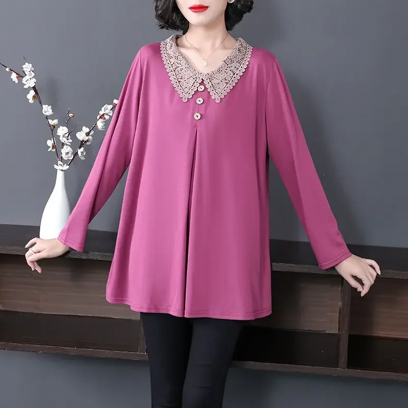 

2023 Spring and Autumn Women's Solid Double Layered Collar Mid Length Version Underlay Button Fashion Casual Formal Tops