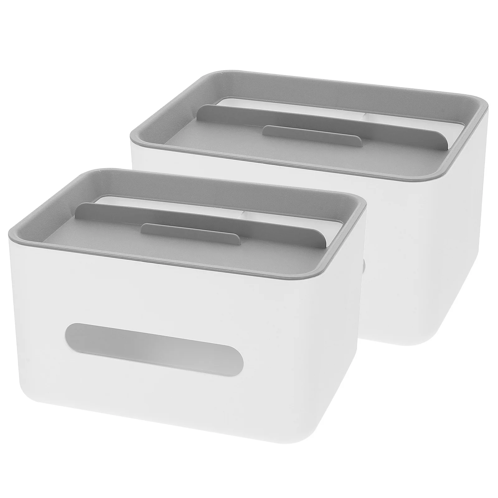 2Pcs Tissue Box Storage Organizer PP Desktop Napkin Case Multi-Grid Remote Controller Holder Phone Stand Household Office Car