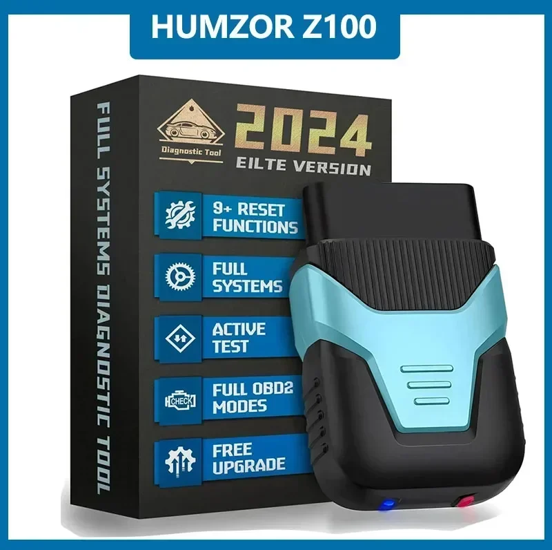 HUMZOR Z100 Full System OBDII Diagnostic Scanner Tool Read Erase Code Live Data ABS DPF EPB Bluetooth Oil SAS Reset TPMS