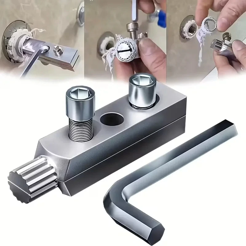 Broken Wire Extractor Threading Tools Tap Screw Remover Water-Tap Angle Valve Repair for 4/6 Points Bolt Extractor Plumbing Tool