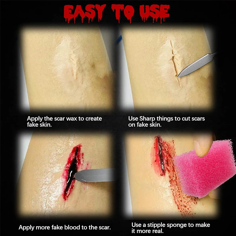 SFX Makeup Kit,12 Colors Face Body Oil Paint, Stage Special Effects, Halloween Wound Scar Wax, Makeup, Fake Rib Blood Spatula