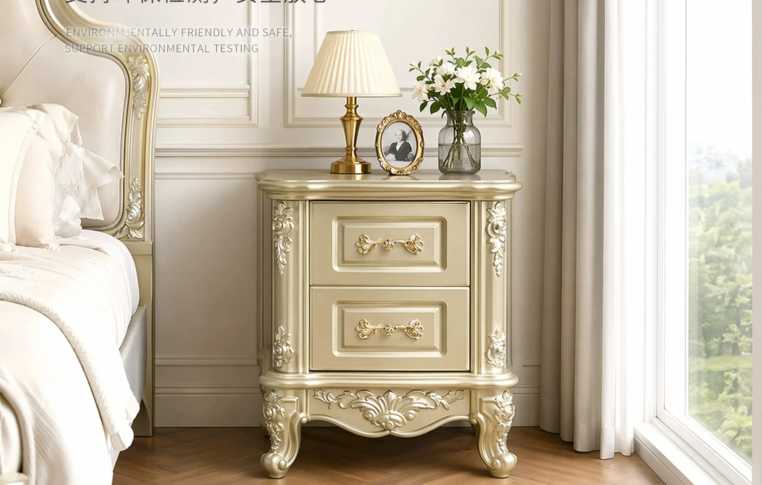 For Champagne gold small apartment mini narrow bedside table 20cm30/40/50/60 wide bedside storage locker