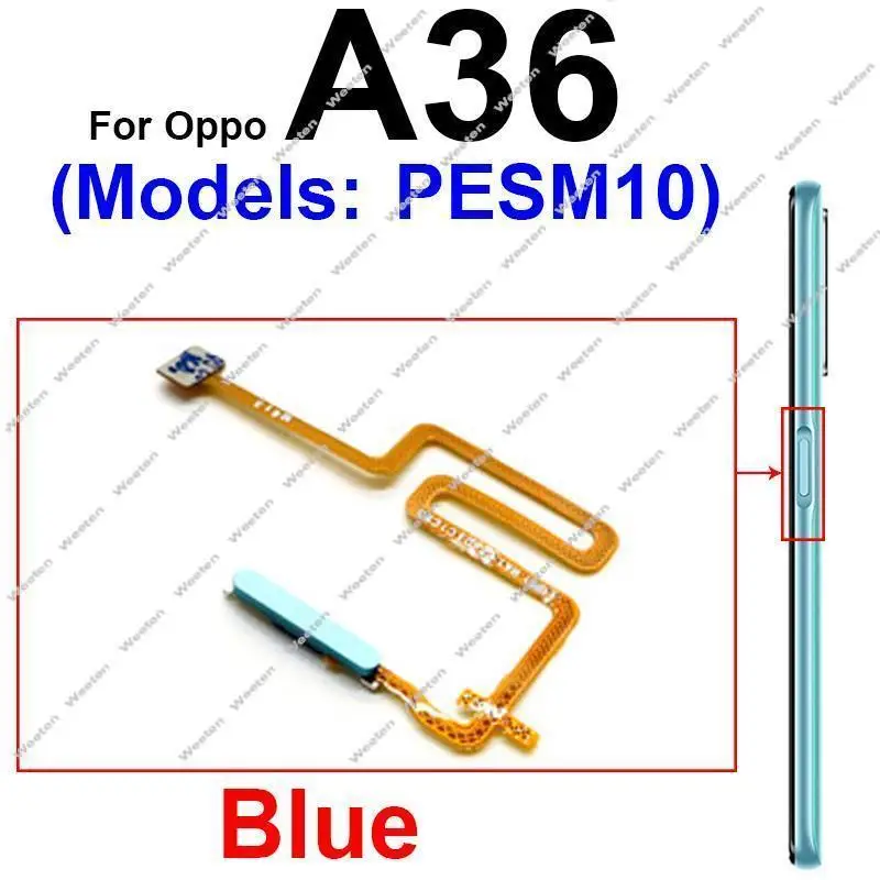 Power Touch Fingerprint Sensor Flex Cable For OPPO A36 A52 A54 A54S 4G/5G Power Buttons Finger Print Sensor Flex Ribbon Parts