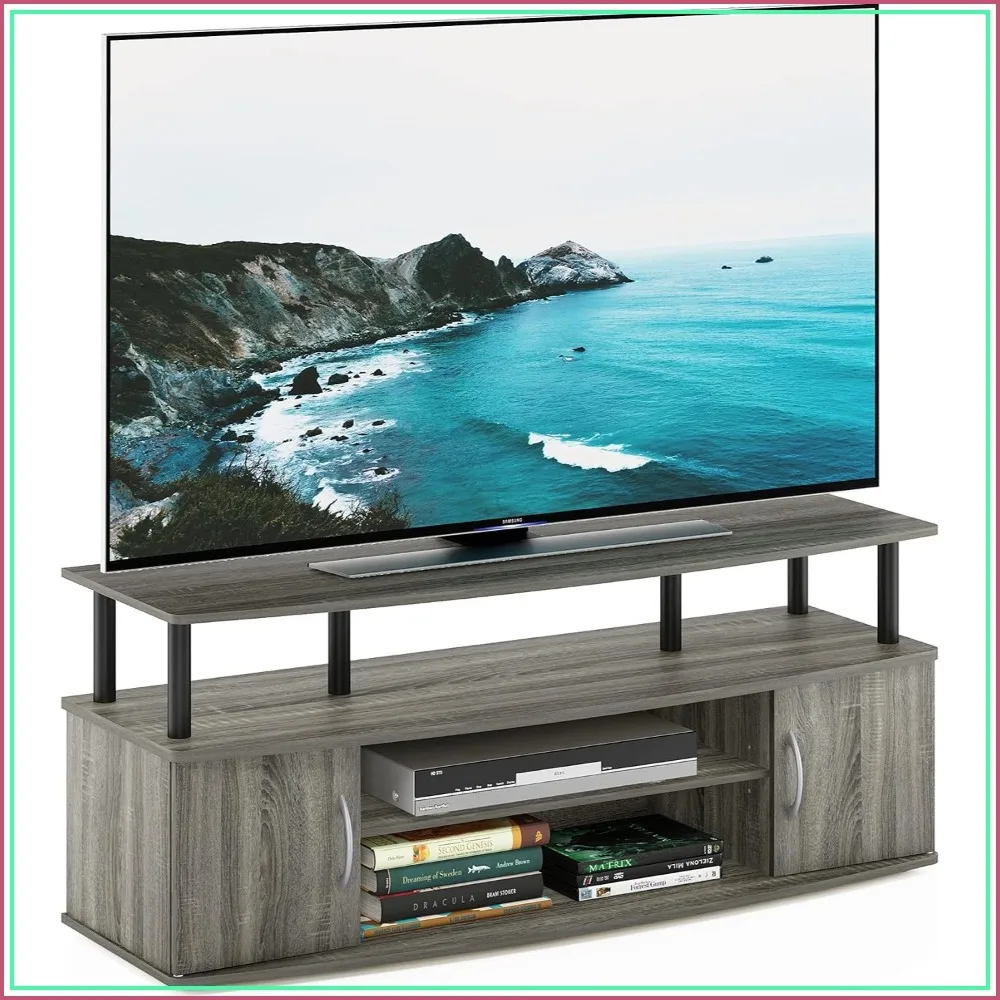 

Large Entertainment Stand for TV Up to 55 Inch, French Oak Grey/Black