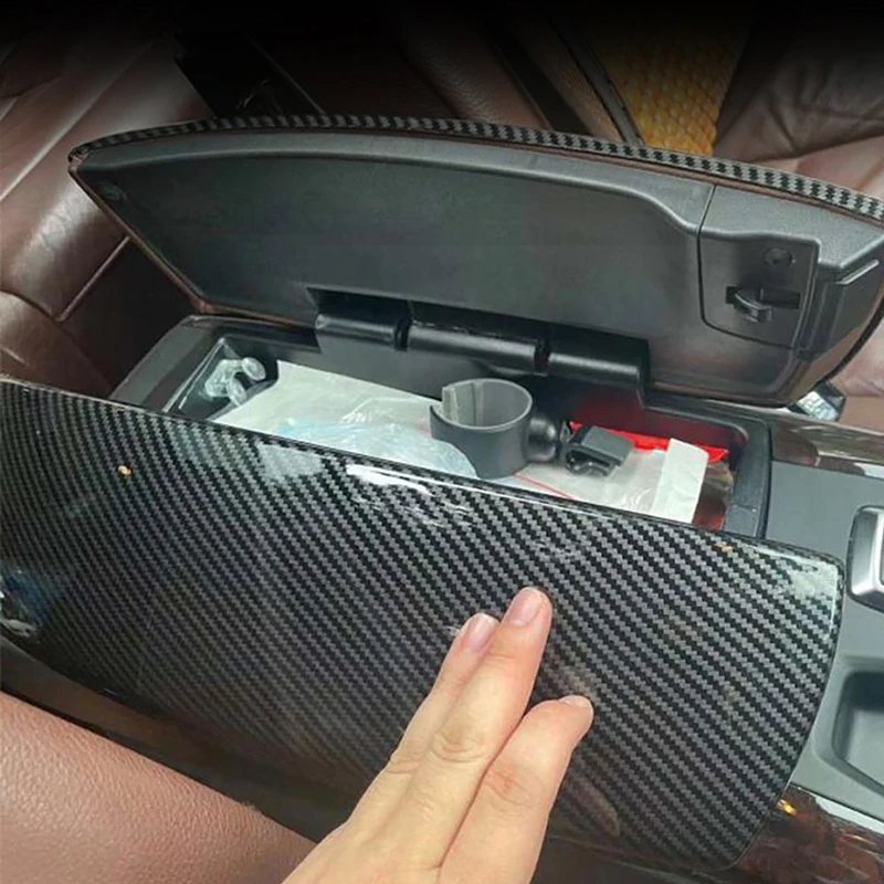 

Carbon Fiber Color Console Stowing Tidying Armrest Storage Box Panel Cover Trim For BMW X5 F15 X6 F16 2015-2018 Car Accessories