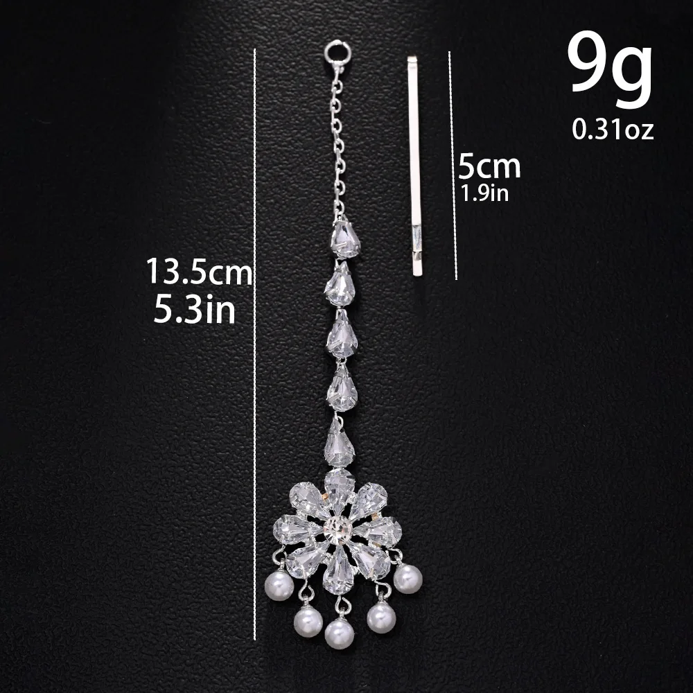 New Flower Head Chain Pearl Pendant Forehead Chain Exotic Ethnic Stage Indian Bridal Maang Tikka Hair Accessories