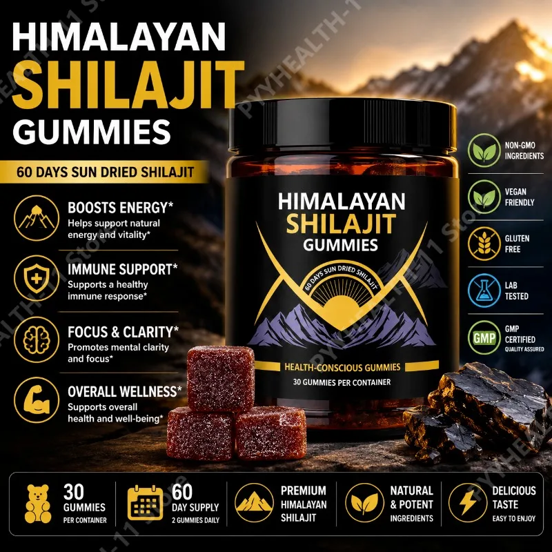 Himalayan Shilajit Gummies Energy Support Vegan Non-GMO Gluten Free Sun Dried Shilajit for Men Women 30 Gummies