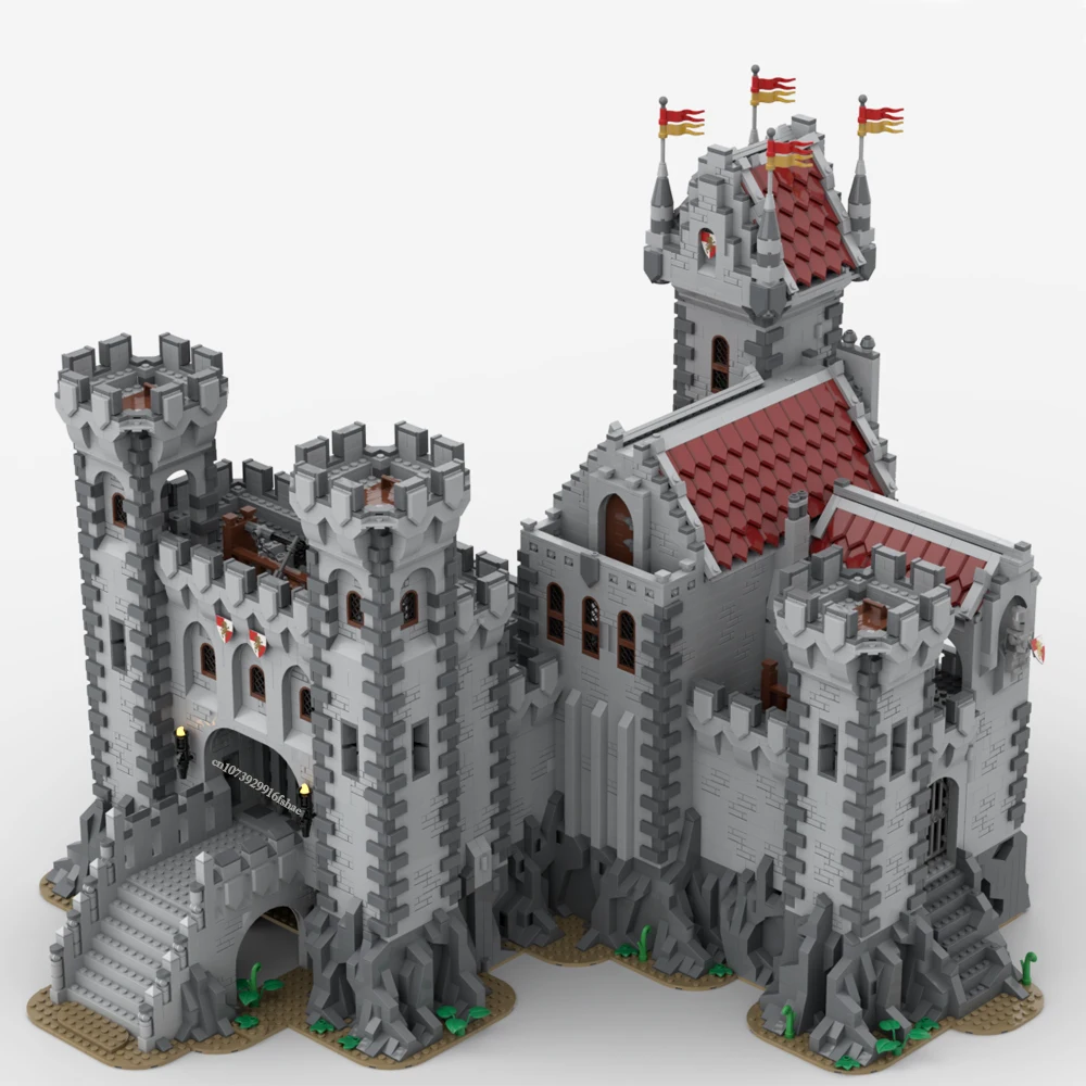 NEW MOC 10007PCS European Medieval Street View Red Lions Castle DIY creative ideas Retro child Toy Birthday Gift building blocks