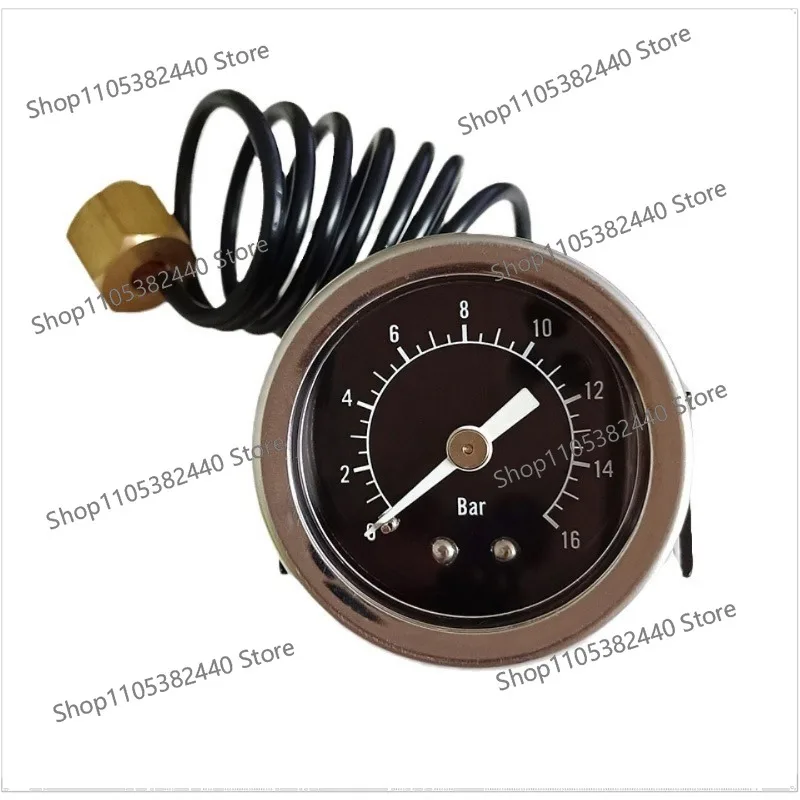 16bar Coffee Machine Pressure Gauge, Y40 Iron Shell Manometer G1/8 Thread, Capillary Tube for Steam Boiler