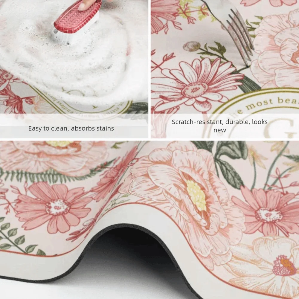 أنيقة الحمام الكلمة حصيرة زهرة الطباعة لينة ماصة حمام السجاد التجفيف السريع آلة قابل للغسل المضادة للانزلاق سجادة باب وسادة للقدم