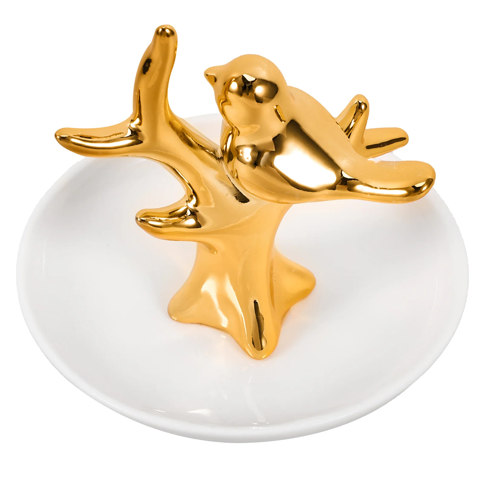 

Ceramic Jewelry Dish Tree Top Bird Decor Storage Tray For Ring Earring Necklace Desktop Organizer Holder