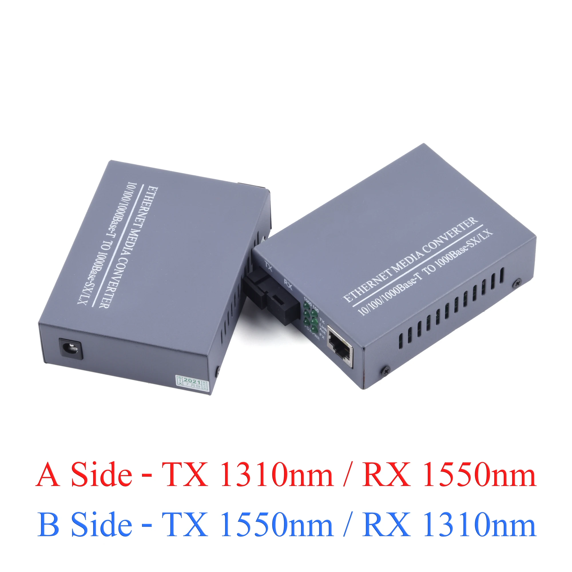 Gigabit Fiber Optical Media Converter 10/100/1000Mbps Single Mode 20Km UPC/APC SC-Port External Power Supply