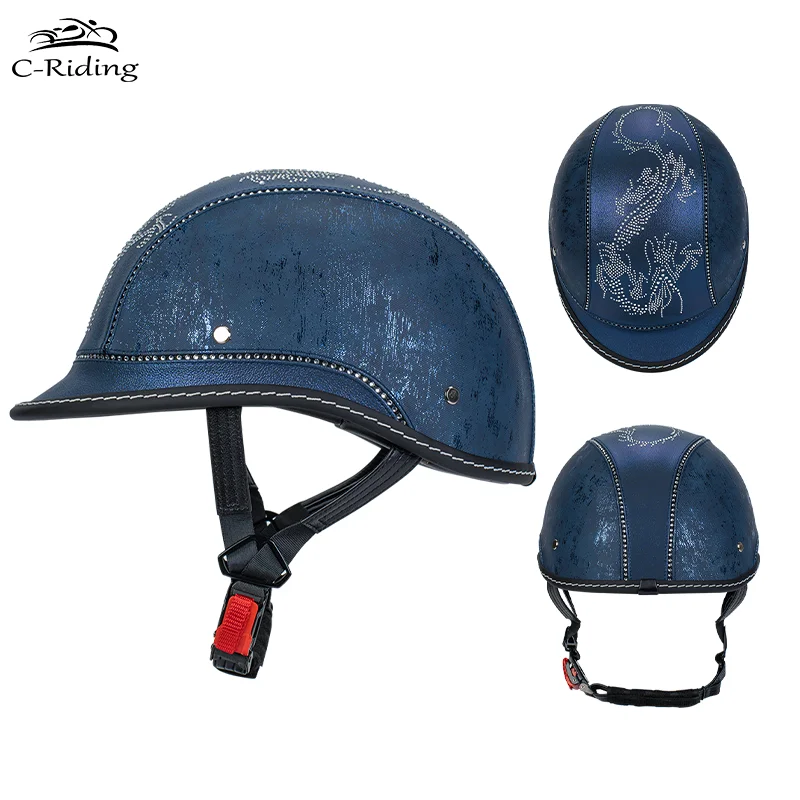 DOT Blue Dragon Element Male Motorcycle Helmet Female Motorbike Motorcycle Cruise Electric Car HelmetFour Seasons