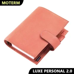 Moterm Full Grain Veg Tan Pelle Formato personale Luxe 2.0 Anelli Planner Notebook con anelli da 30 mm Agenda Organizer Diario Diario