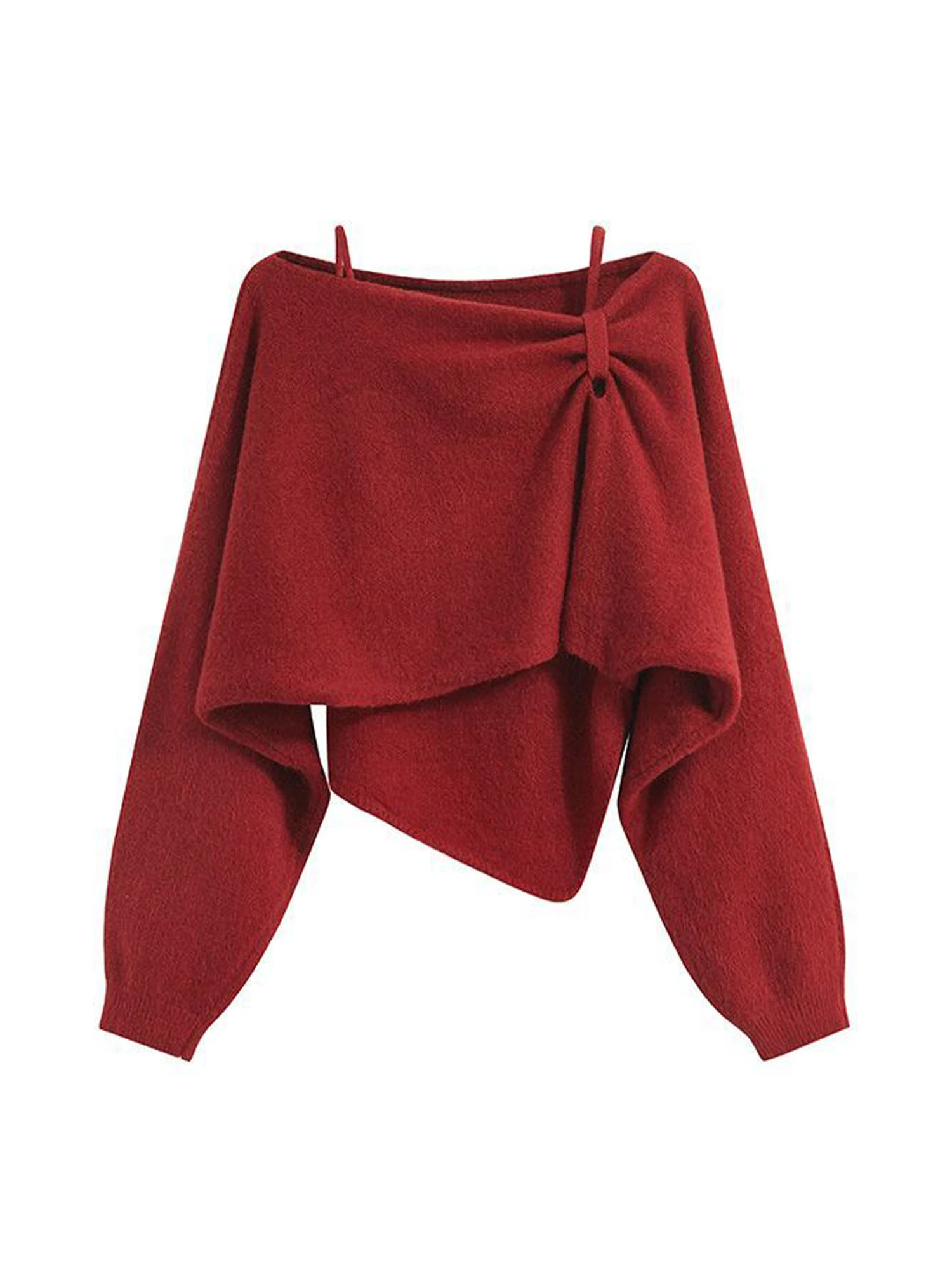 

Женский рождественский красный пуловер, свитер, комплект из 2 предметов Y2k, винтажный элегантный джемпер 2000-х годов, вязаный кашемировый свитер с длинными рукавами, зимний