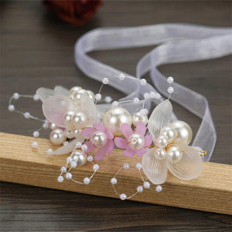 Elegant Bridal Headband Imitated Pearl Hair Headdress Flower Wreath Women Bride Garland Head Hoop Wedding Headbands Hair Jewelry