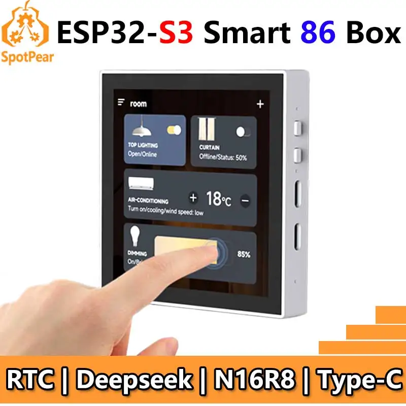 

ESP32-S3 Smart 86 Box Макетная плата с 4-дюймовым дисплеем 480x480 4-дюймовым сенсорным экраном для Xiaozhi AI и DeepSeek ESP32-S3-Touc