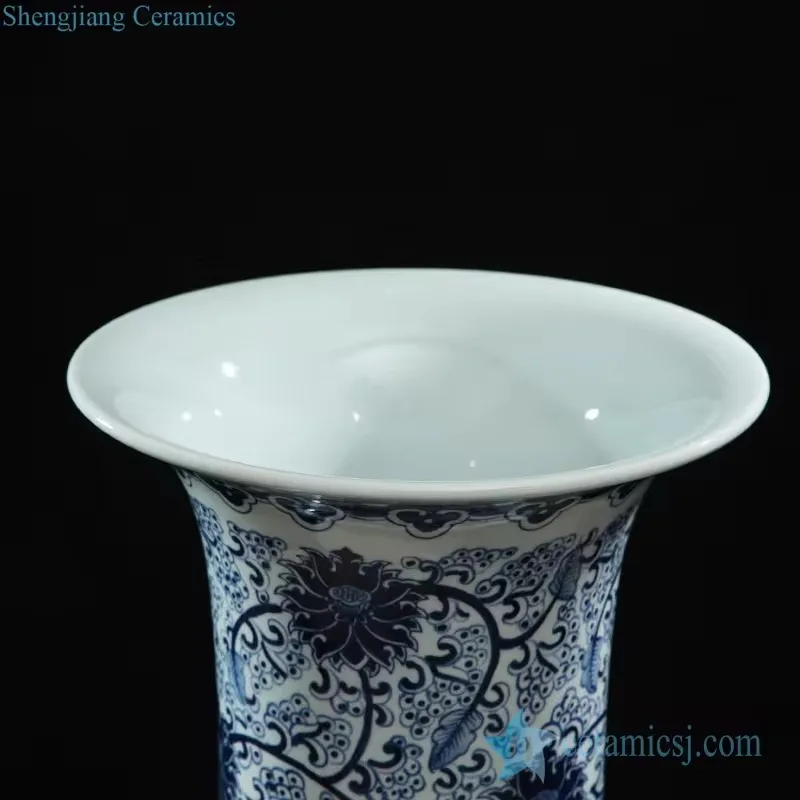 Blue and white hand paint flower pattern big ceramic vase